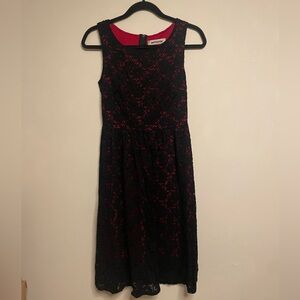 Mystic Black and Red Floral Midi Dress